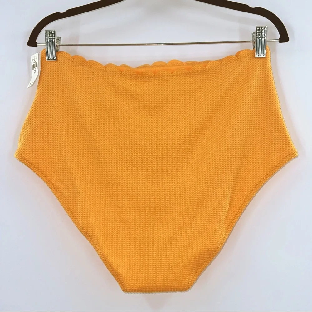 Aerie NWT Waffle Scalloped High Waisted Bikini Bottom in Petal Orange